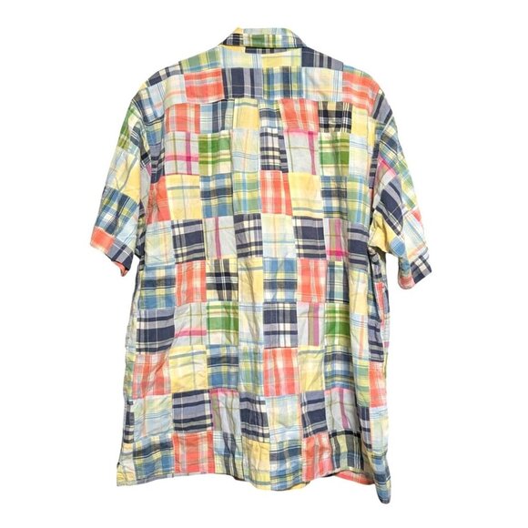 Brooks Brothers Madras Patchwork Shirt Button Colorful Short Sleeve Mens Size XL - Picture 2 of 6